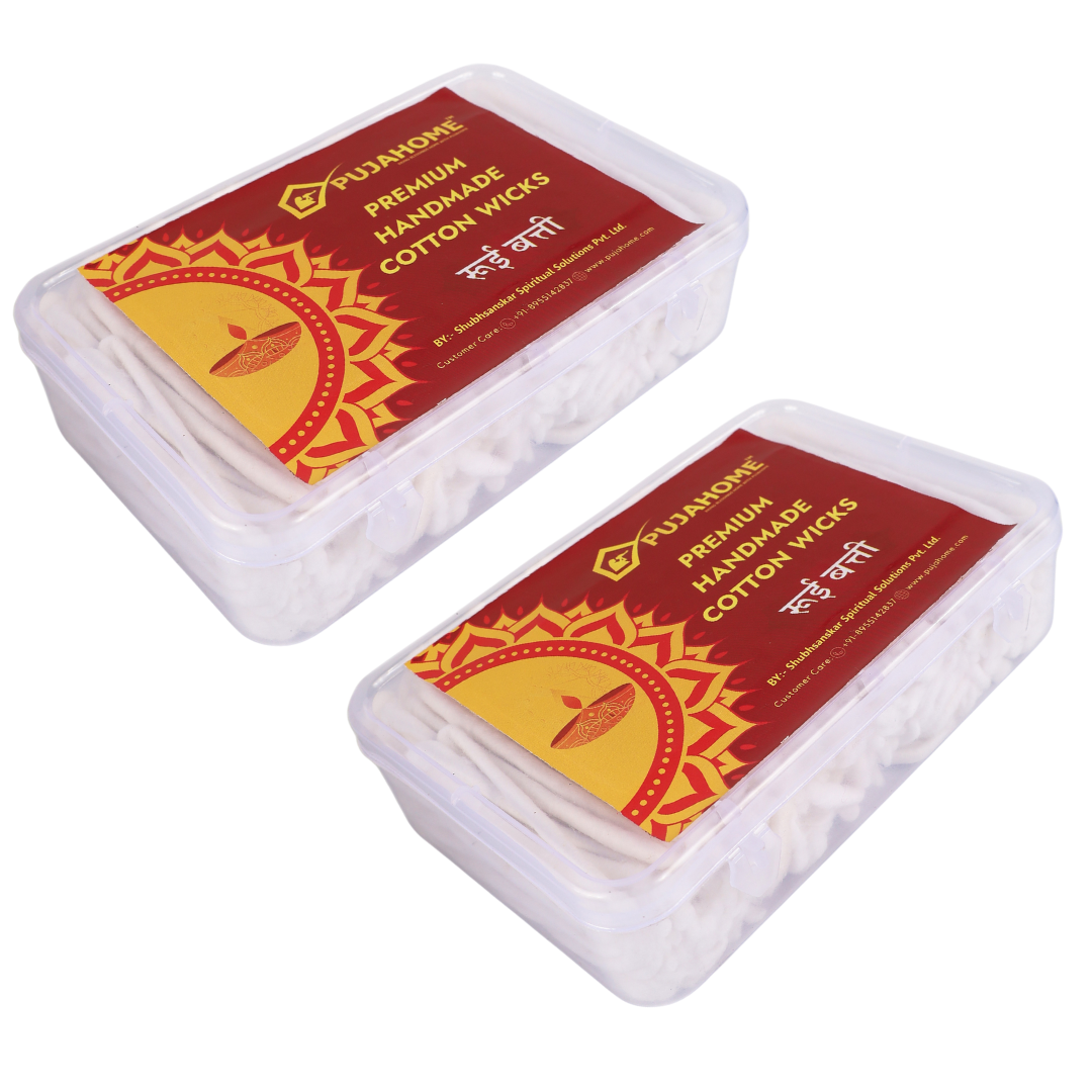 Pujahome Long Cotton Wicks - White, Length - 3.5 Inches 50 Grms(Box Pack)