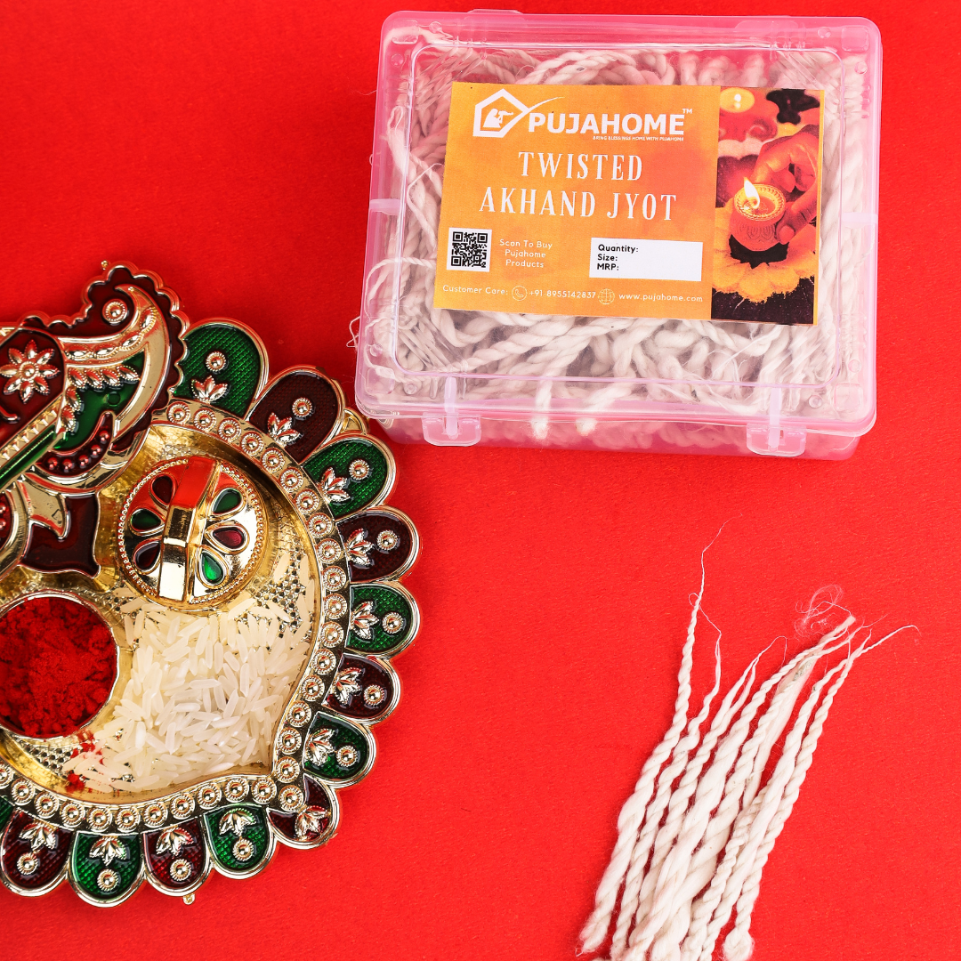 Pujahome Twisted White Akhand Jyot Cotton Short Wick (300+ Pieces)