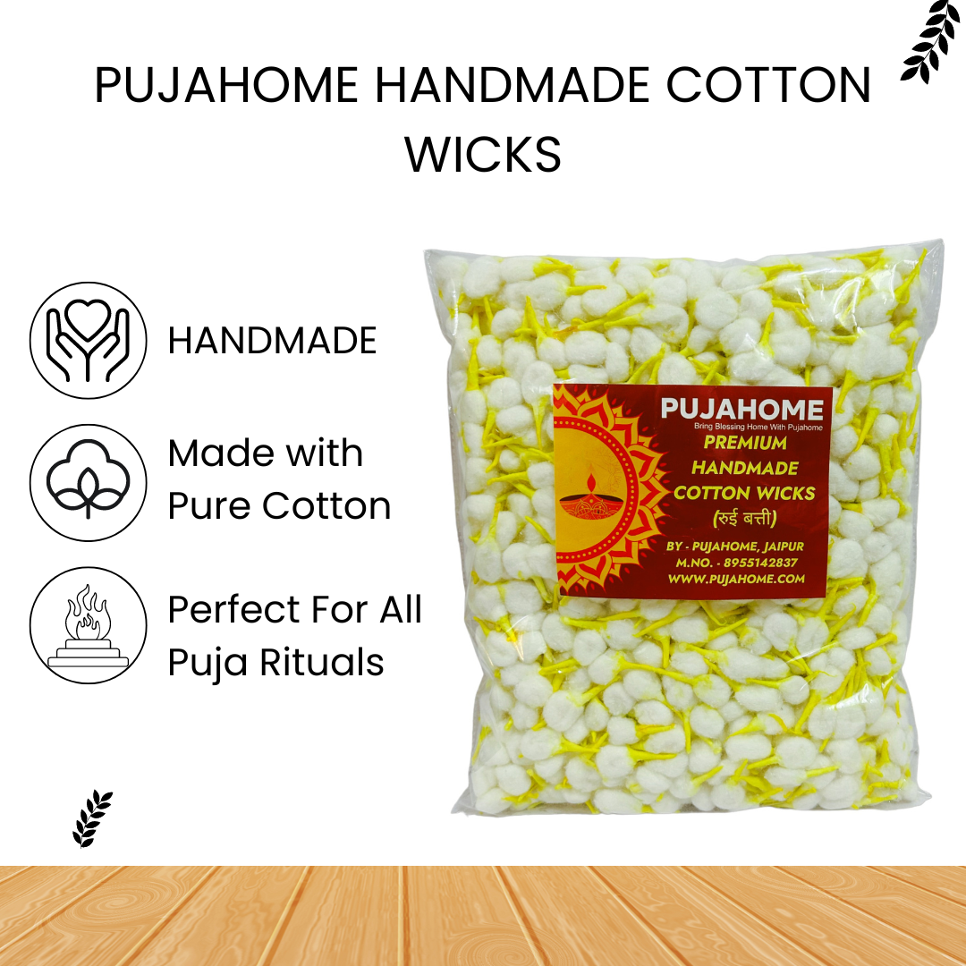 Pujahome Round Cotton Wicks for Diya With Chandan Tip Pack of 4100 Pieces