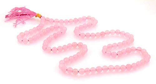 Pujahome Pink Hakik Mala/Pink Agate Mala (Size: 7mm, Beads: 108+1)