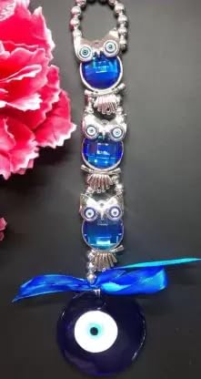 Pujahome FENG Shui VASTU FENGSHUI Gift Idols & Figurines Evil Eye Wall Hanging Turkish Owl Showpiece for Home, Office, House Protection and Prosperity