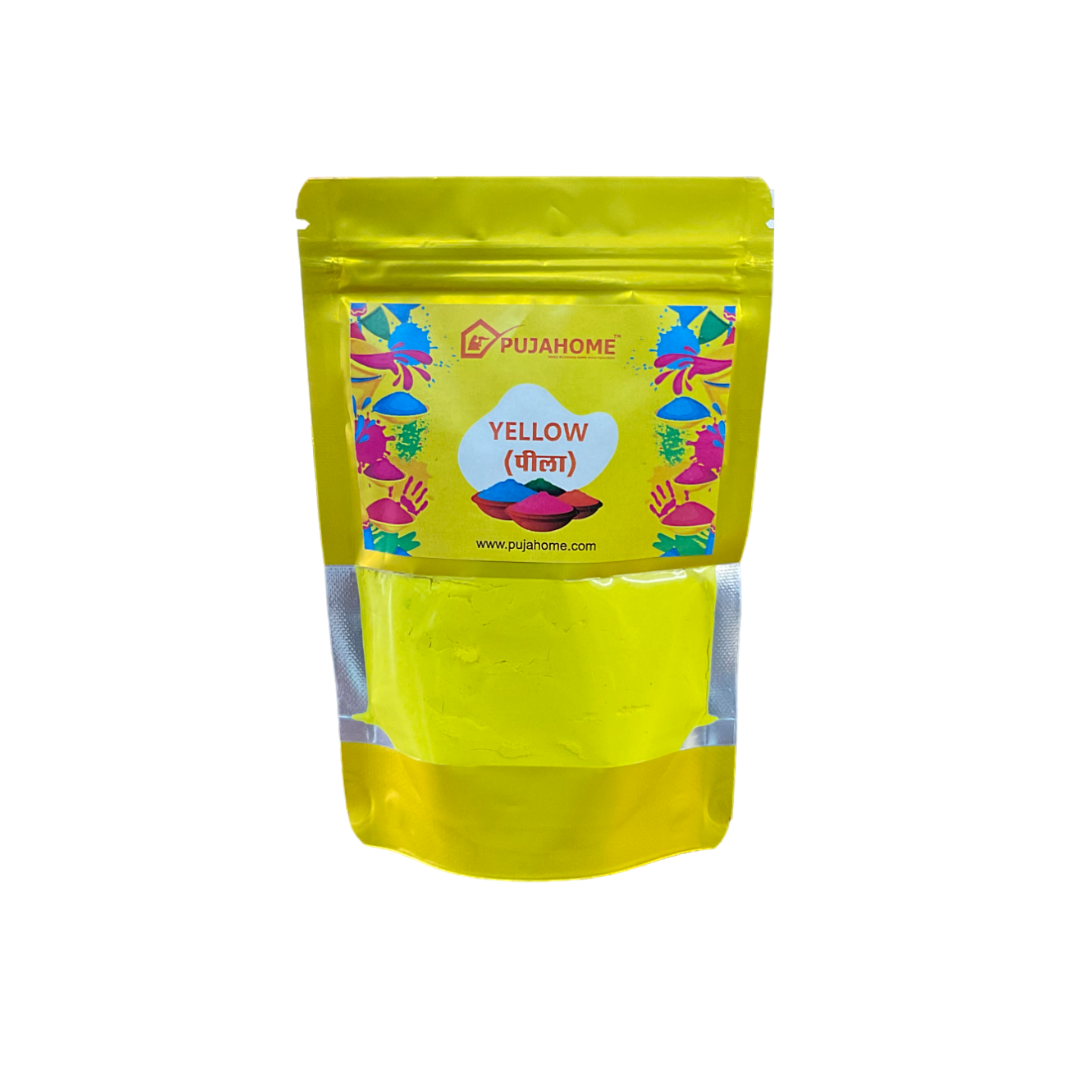 Pujahome Holi Herbal Gulal Color with Non-Toxic Scent for 100 grams Each (Pack of 2 Colors - Green + Yellow)