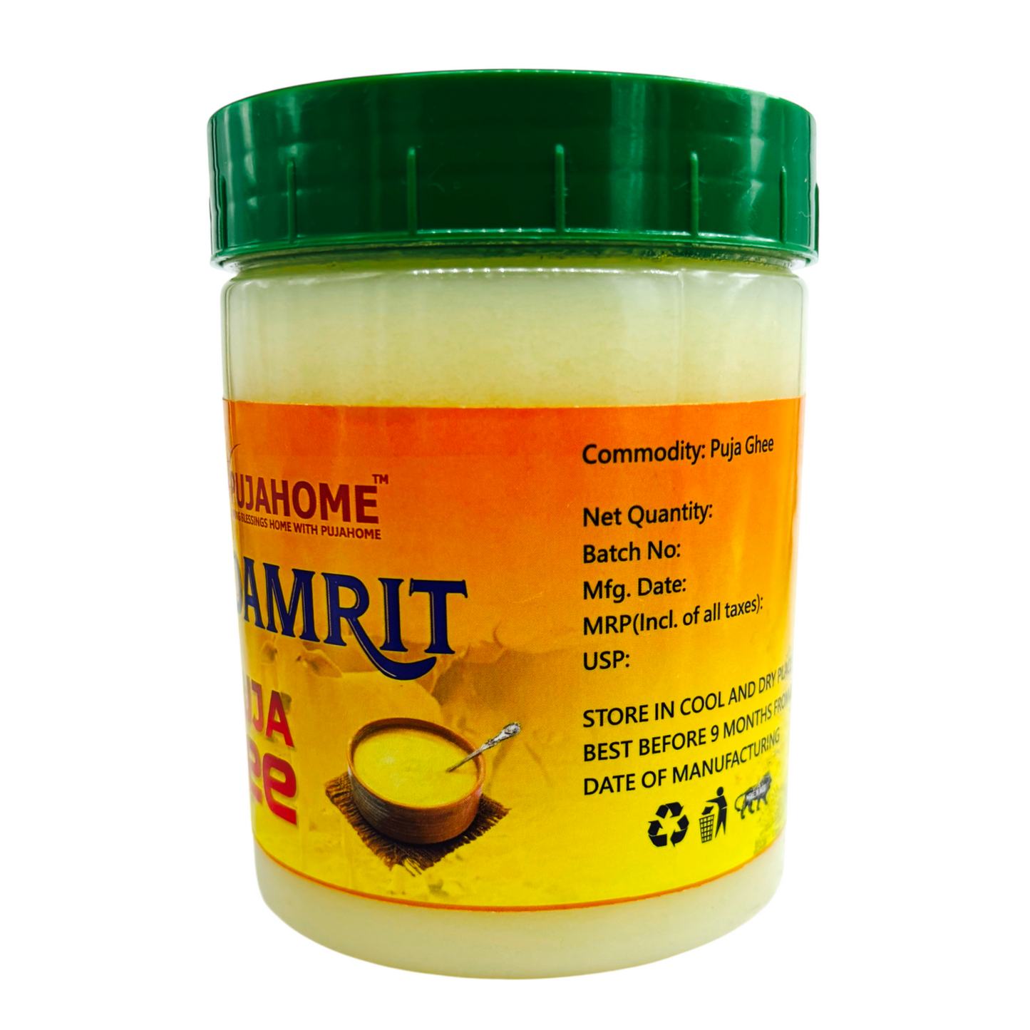 Pujahome Vedamrit Puja Ghee - 450 ML for Daily Puja, Festivals | Non-Edible