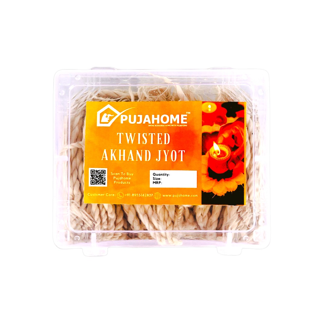 Pujahome Twisted White Akhand Jyot Cotton Short Wick (300+ Pieces)