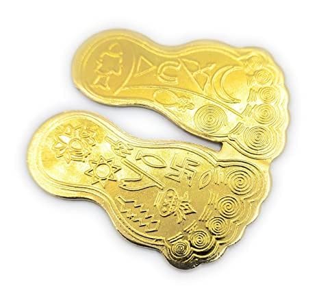 Pujahome Spiritual Laxmi Charan Paduka Energised Maa Lakshmi Feet for Diwali Pooja/Home/Office/Door/Business