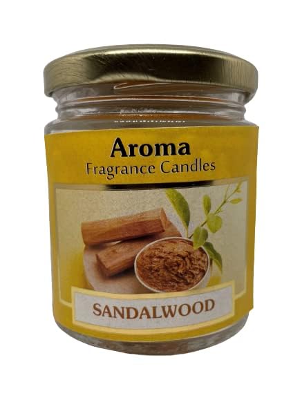 Pujahome andle in Glass Jar I Aromatic Smokeless Wax Candle I Fragrance Candle Long Hour Burning up to 35hrs (Sandal)
