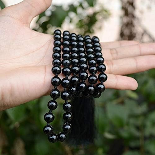 Pujahome Black Hakik Mala/Black Agate Mala (Size: 7mm, Beads: 108+1)