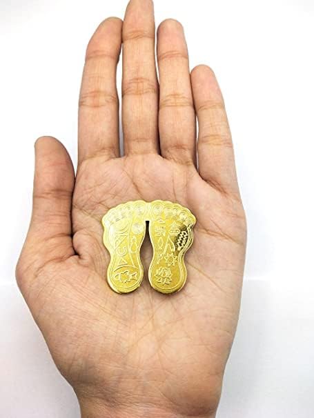 Pujahome Spiritual Laxmi Charan Paduka Energised Maa Lakshmi Feet for Diwali Pooja/Home/Office/Door/Business