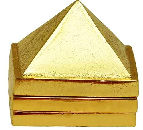Pujahome Vastu Brass Pyramid That Spreads Positive Vibes, 3 Layer Metal Pyramid 2 inch for Home & Office