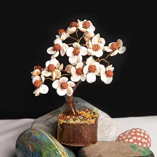 Pujahome Rudraksha and Original Gomti Chakra Tree with Rudraksha Beads and Gomati Chakra Tree(54/102/250 Beads)