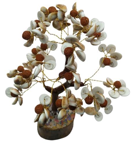 Pujahome Rudraksha and Original Gomti Chakra Tree with Rudraksha Beads and Gomati Chakra Tree(54/102/250 Beads)
