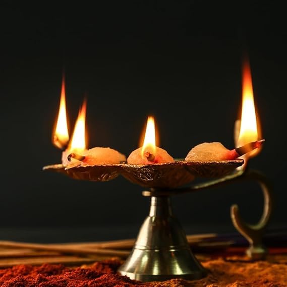 Pujahome Round Cotton Wicks for Diya With Chandan Tip Pack of 4100 Pieces