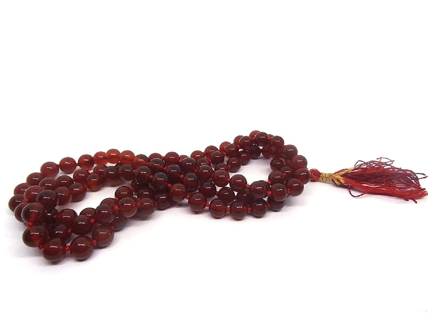 Pujahome Red Hakik Mala/Red Agate Mala (Size: 7mm, Beads: 108+1)