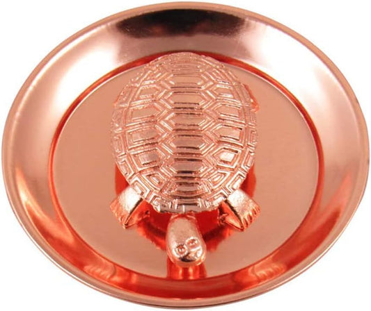 Pujahome Copper Metal Feng Shui Vastu Turtle Tortoise Plate Set/Turtle Plate Yantra Vastu Feng Shui 3 cm