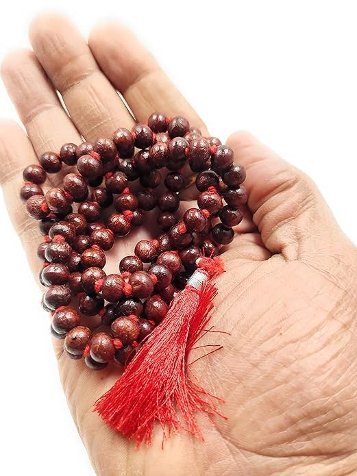 Pujahome Original Red Sandalwood Mala/Rakta Chandan Mala (Size: 7mm, Beads: 108+1)