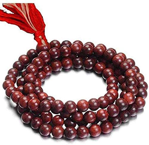 Pujahome Lal Chandan Mala / Red Sandalwood Mala - 108+1 Beads - Bead Size 8 MM