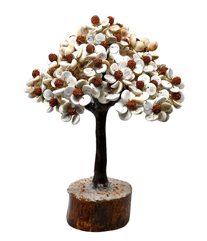 Pujahome Rudraksha and Original Gomti Chakra Tree with Rudraksha Beads and Gomati Chakra Tree(54/102/250 Beads)