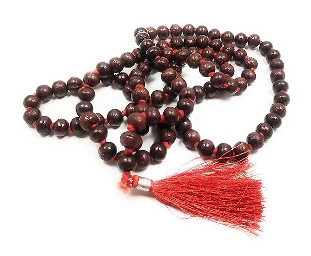 Pujahome Original Red Sandalwood Mala/Rakta Chandan Mala (Size: 7mm, Beads: 108+1)