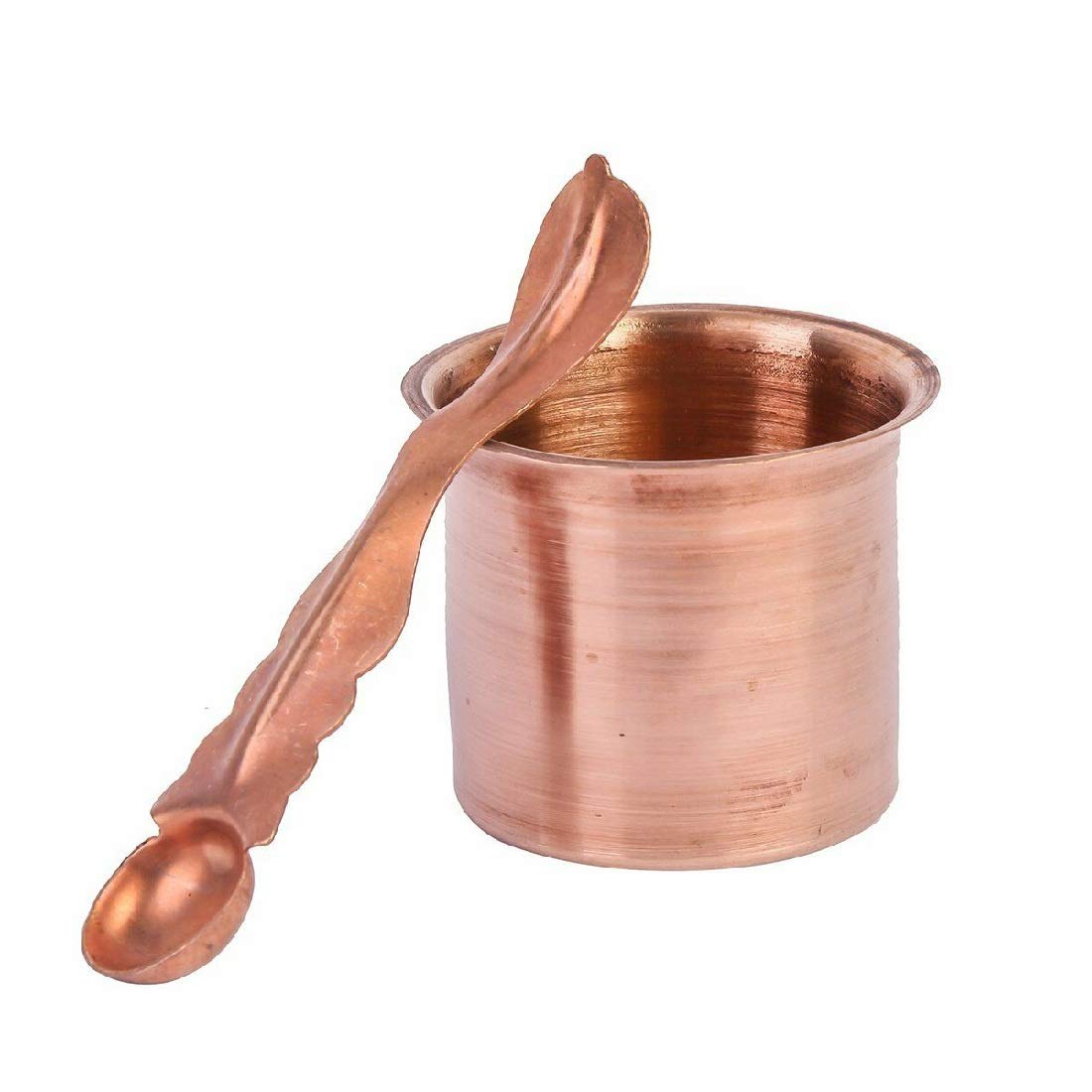 Pujahome Pure Copper Tamba Pooja Panch Patra with Achmani Pali Spoon (5 x 5 cm)
