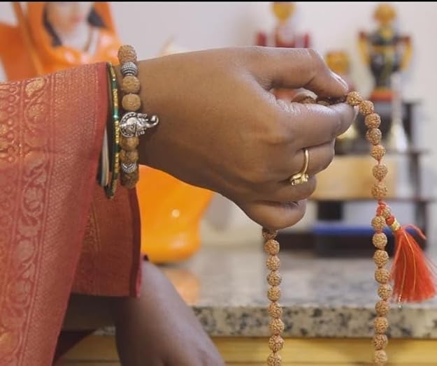 Pujahome Rudraksha Mala Original Lab Certified 108 + 1 Beads | Jap Mala | Perfect for Wearing for Both Men & Women | Used for Meditation
