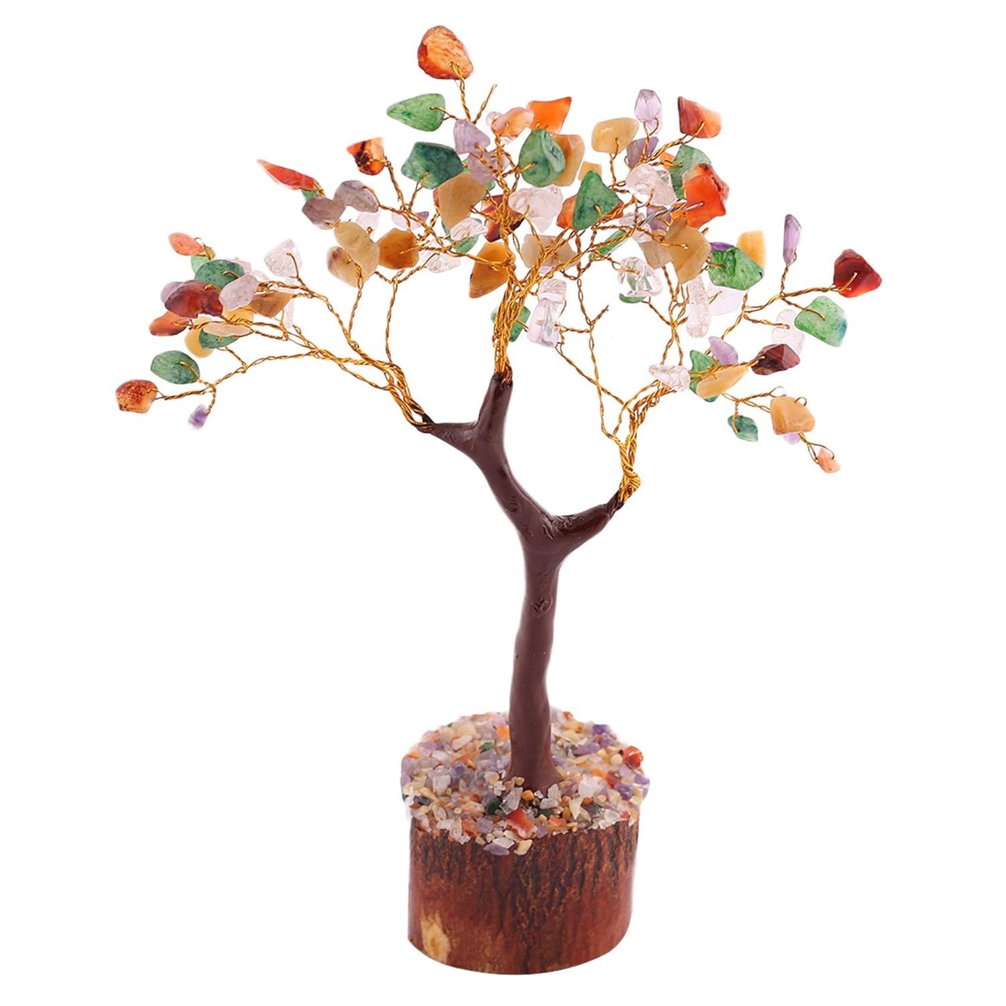 Pujahome 7 Chakra Tree Crystal Stone Chips Bead for Reiki Healing and Meditation, Vastu, Protection