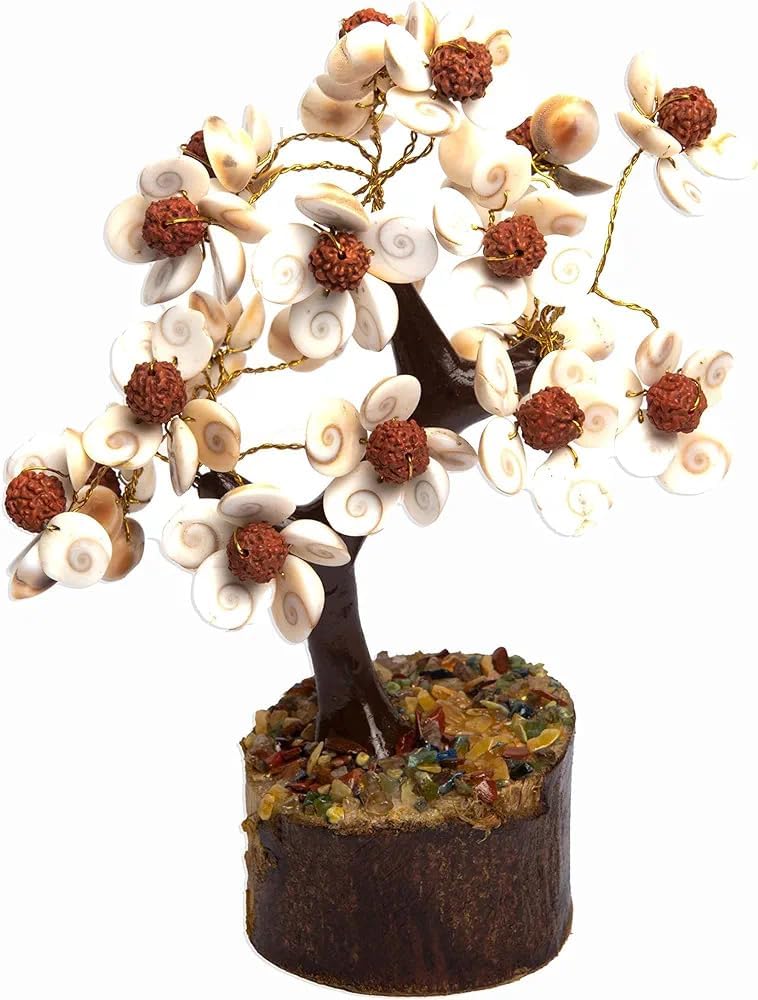Pujahome Rudraksha and Original Gomti Chakra Tree with Rudraksha Beads and Gomati Chakra Tree(54/102/250 Beads)