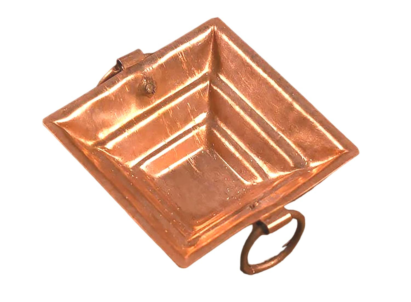 Pujahome Pure Copper Hawan Kund with Handle On Both Side (4.5 Inch)