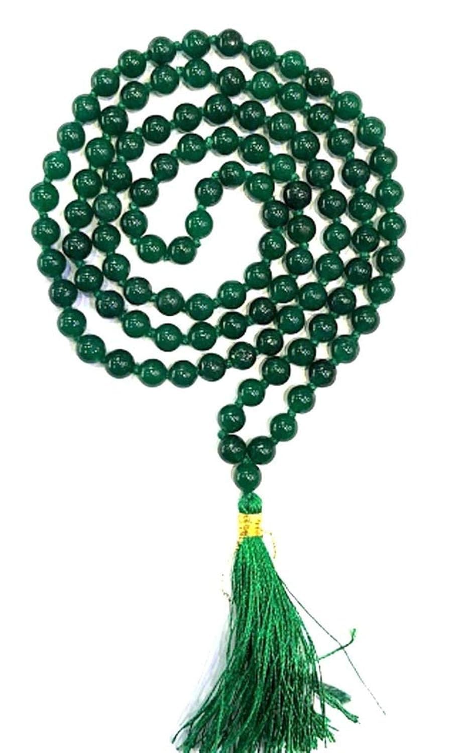 Pujahome Green Hakik Mala/Green Agate Mala (Size: 7mm, Beads: 108+1)