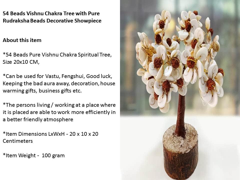 Pujahome Rudraksha and Original Gomti Chakra Tree with Rudraksha Beads and Gomati Chakra Tree(54/102/250 Beads)