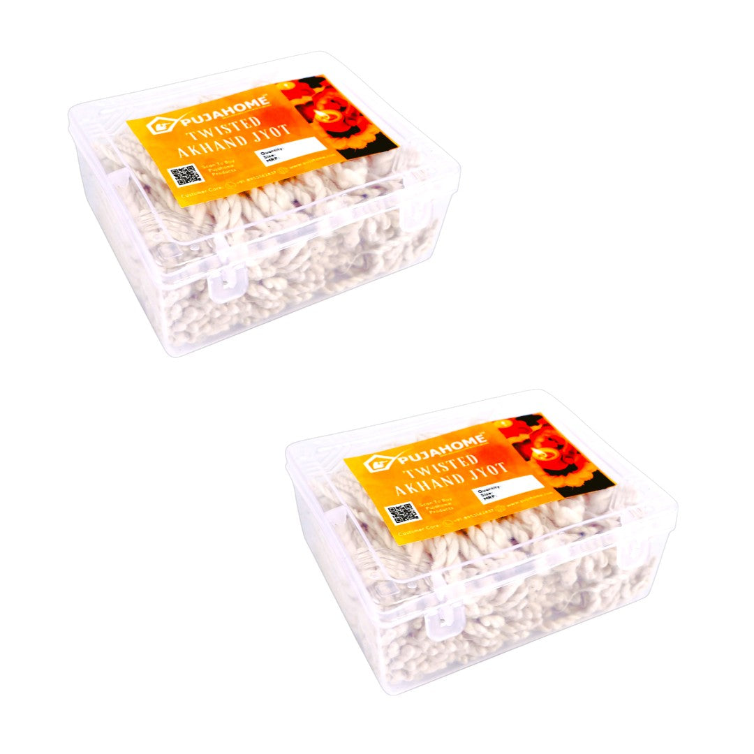 Pujahome Twisted White Akhand Jyot Cotton Short Wick (300+ Pieces)