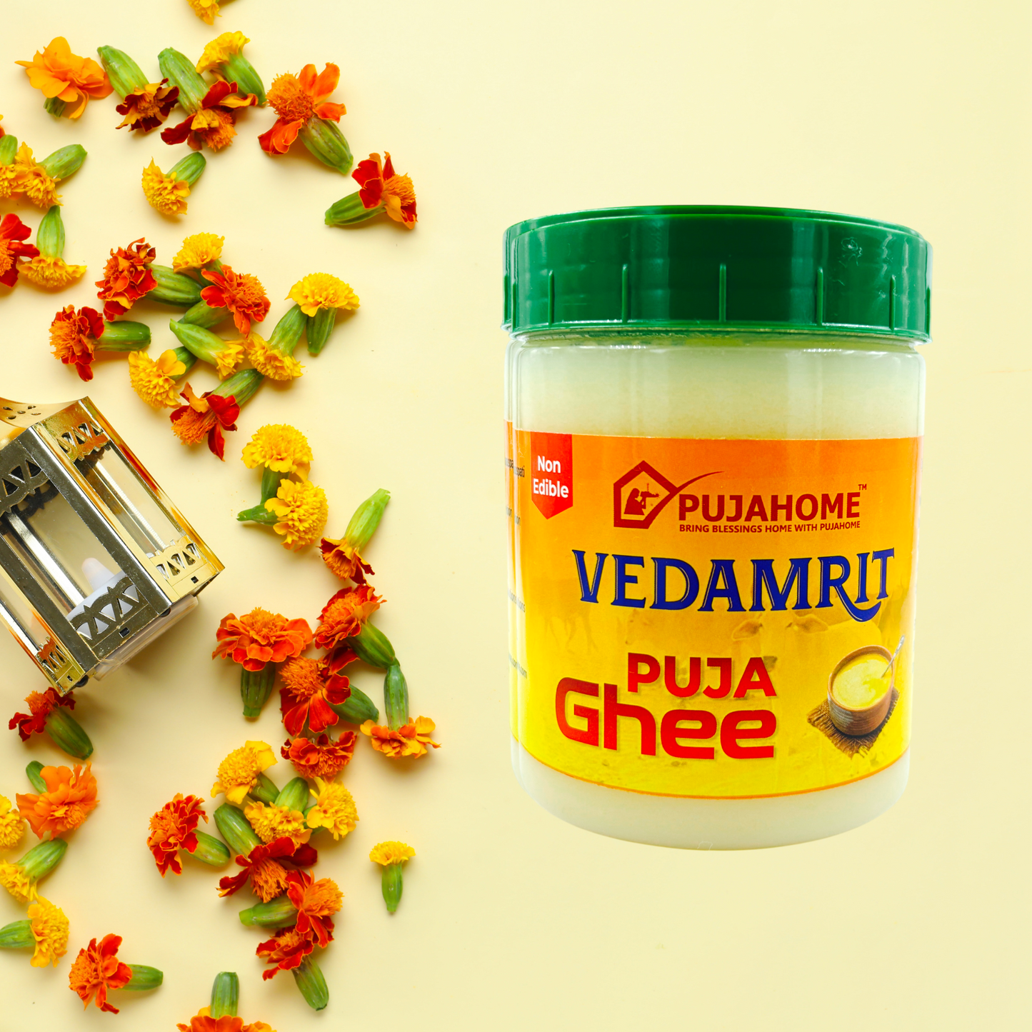 Pujahome Vedamrit Puja Ghee - 450 ML for Daily Puja, Festivals | Non-Edible