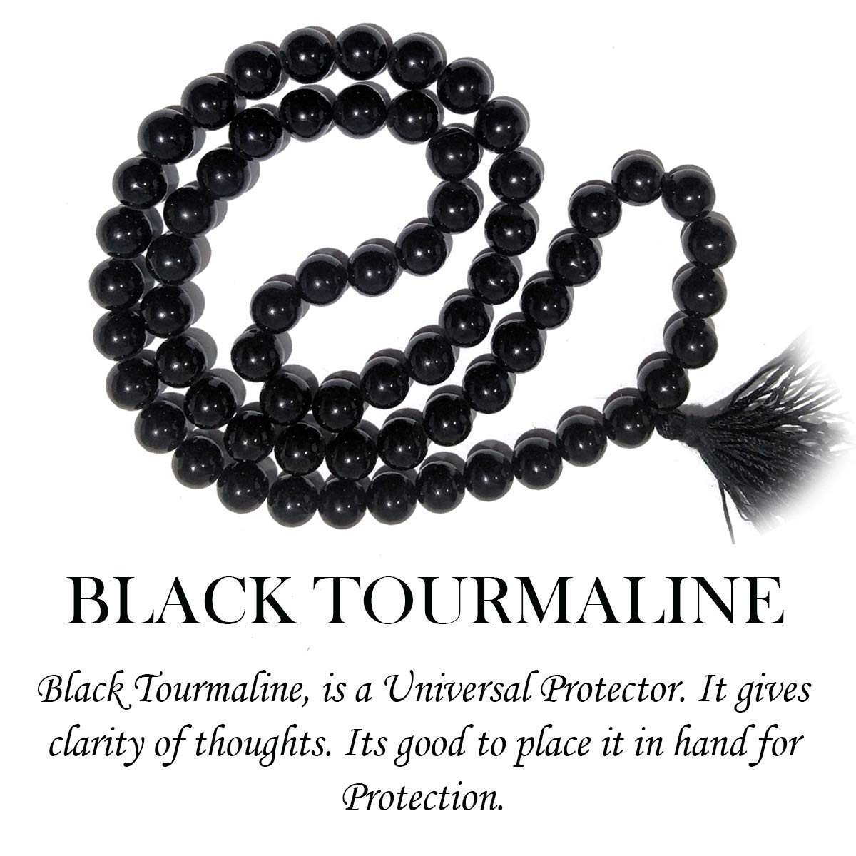 Pujahome Black Hakik Mala/Black Agate Mala (Size: 7mm, Beads: 108+1)