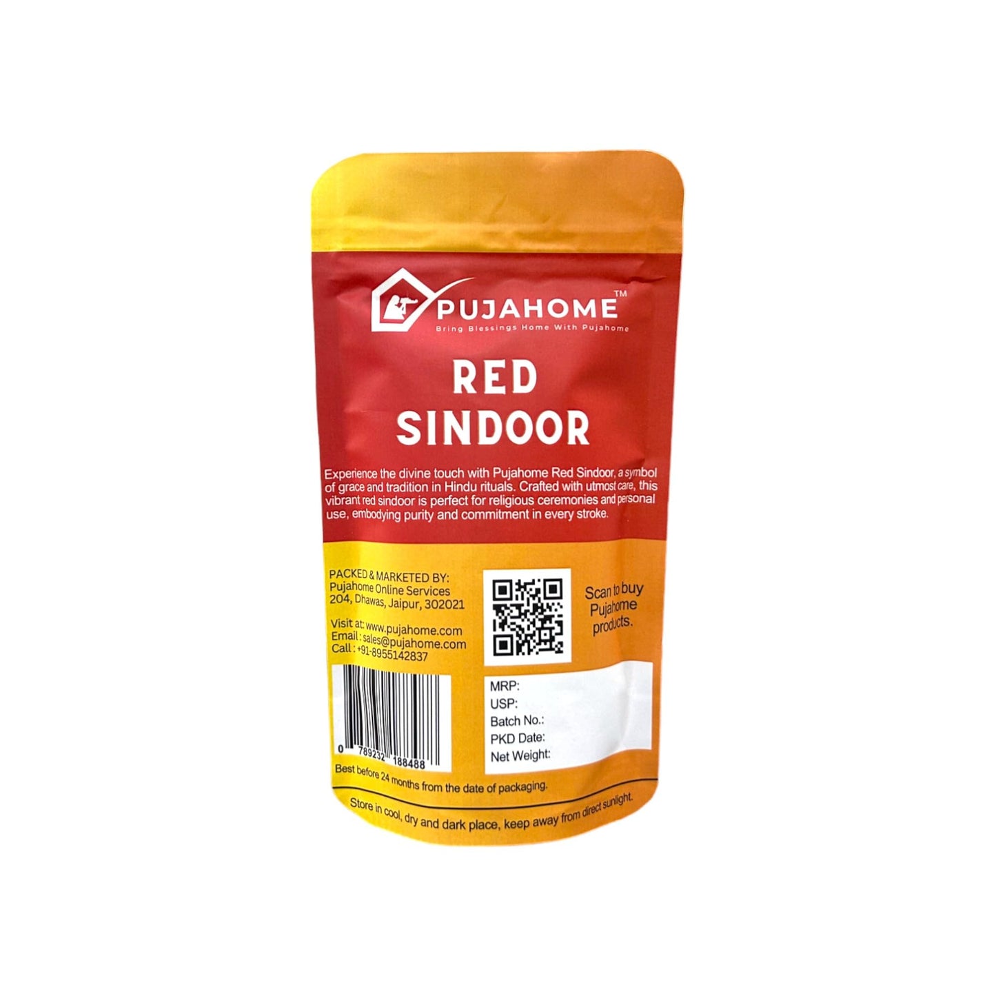 Pujahome Red Sindoor Powder for Puja and Religious Ceremonies Sindoor for Tradition Powder Sindoor