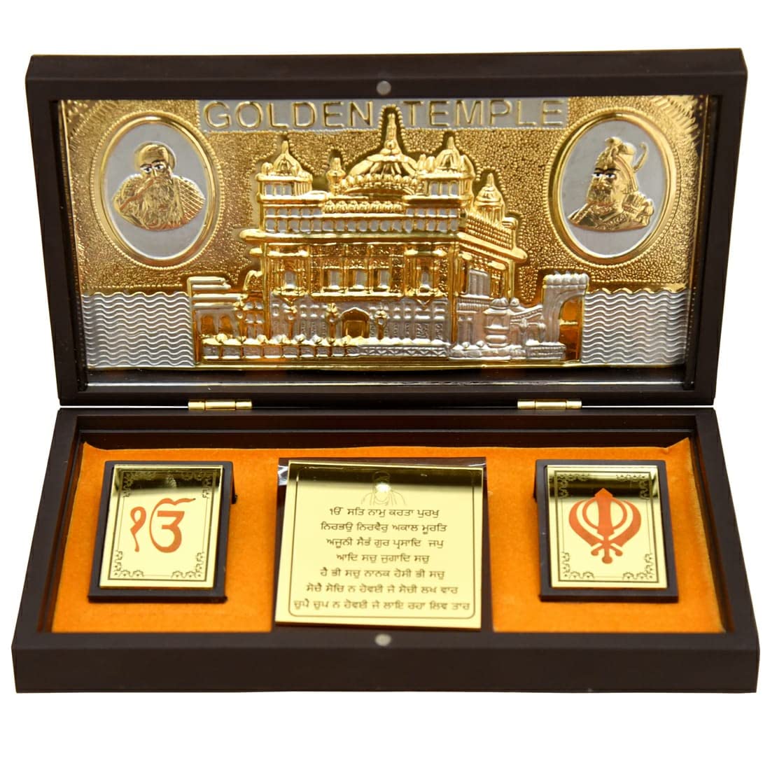 Pujahome Gold Plated Charan Paduka for Decor Home & Pooja Ghar Decorative Showpiece Box (Satnam Shri Waheguruji)