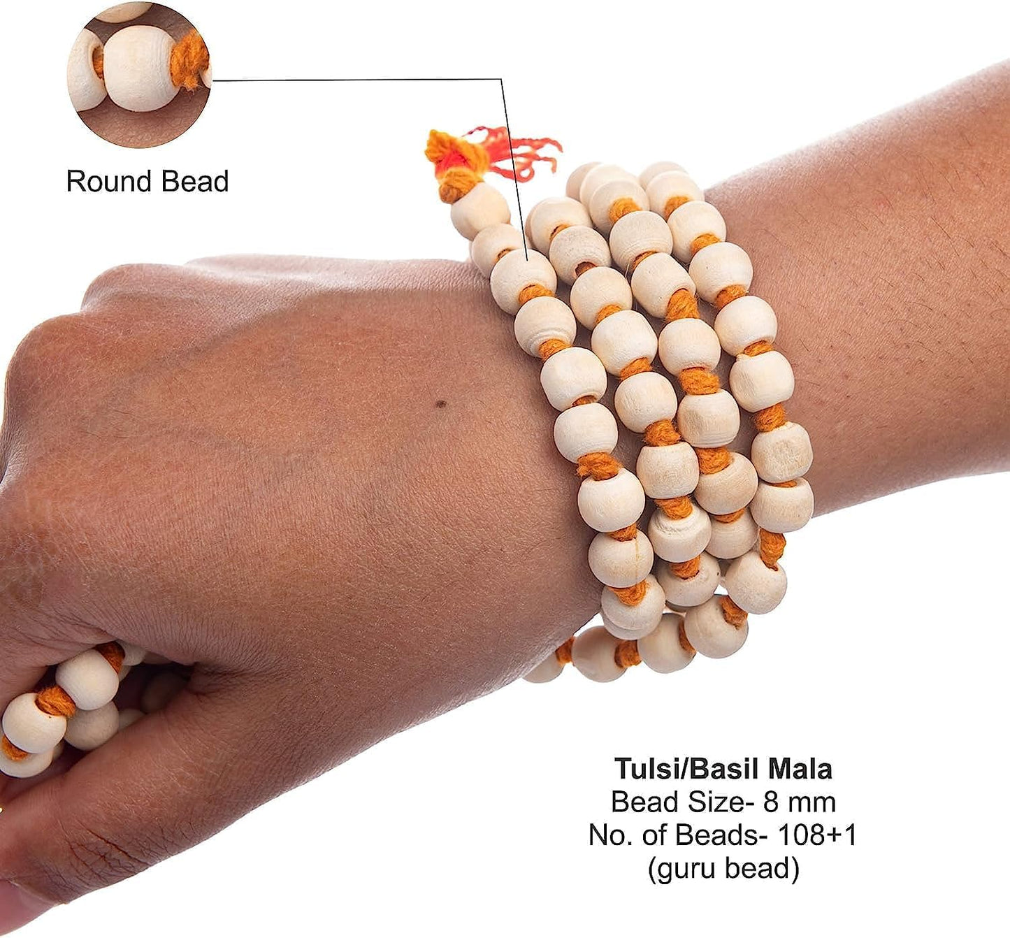 Pujahome tulsi Jap Mala/Natural Tulsi Beads Mala (Size: 8mm, Length: 42 inches, Beads: 108+1)