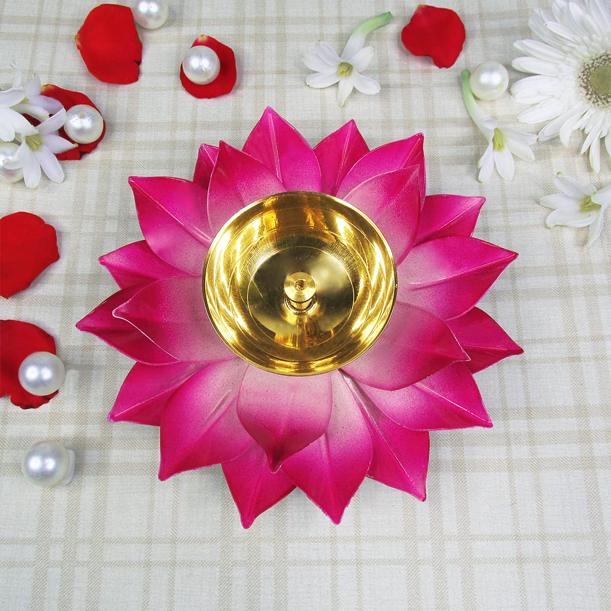 Pujahome Brass Lotus Diyas for Home Decoration – Puja Akhand Diya