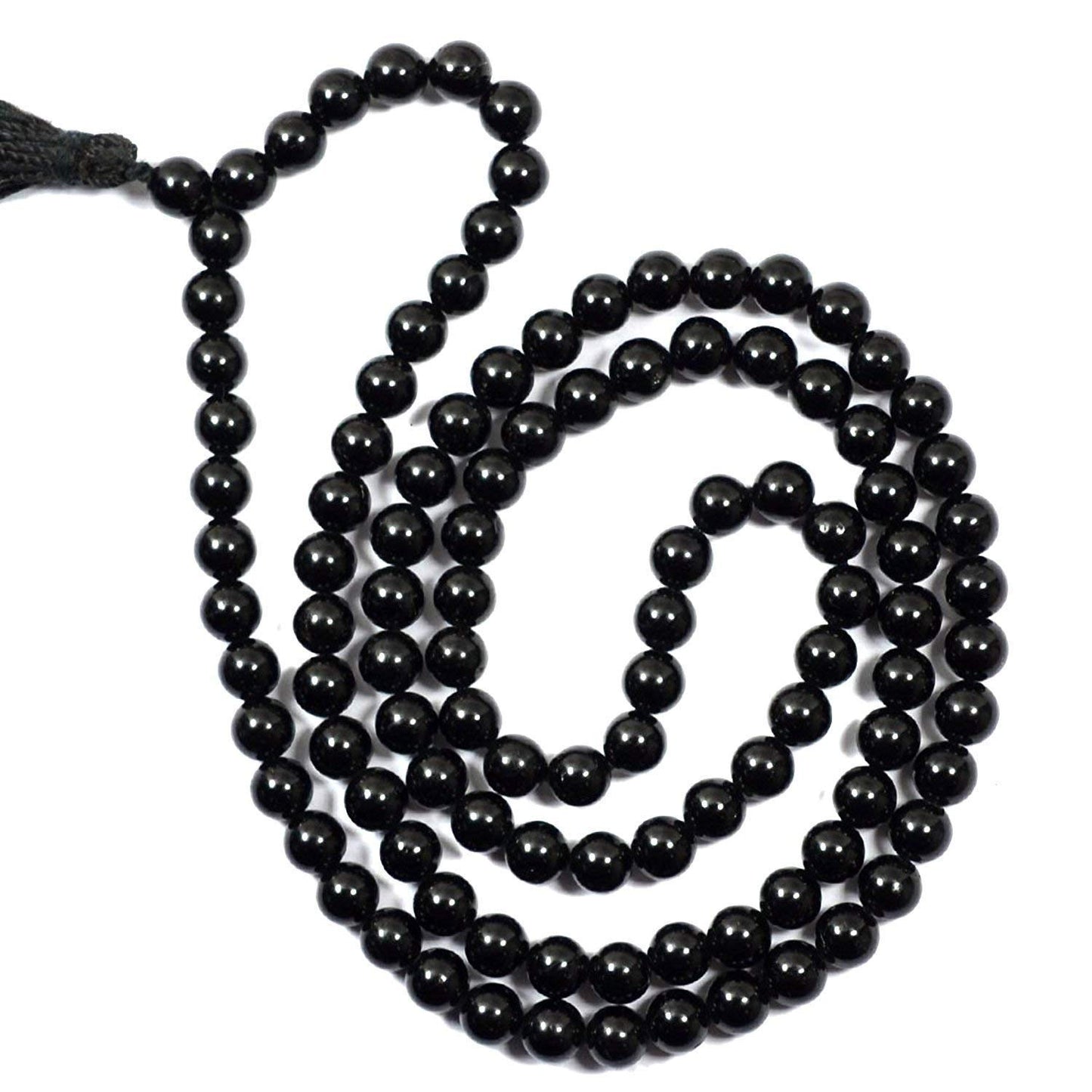 Pujahome Black Hakik Mala/Black Agate Mala (Size: 7mm, Beads: 108+1)