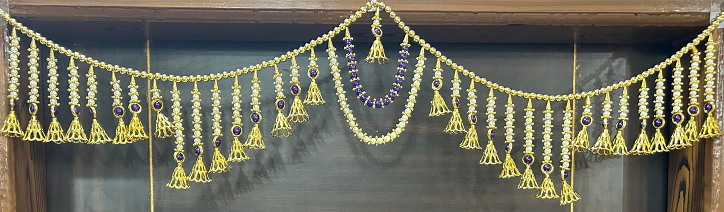 दरवाजे के लिए पूजाहोम तोरण, सफेद मोती जुला क्रिस्टल तोरण, घर के दरवाजे के लिए दीवार पर लटकने वाला बंदरवाल, दरवाजे की सजावट, मुख्य प्रवेश द्वार, त्योहार, मंदिर, पूजा कक्ष, दिवाली तोरण के लिए सजावट - रंग लाल