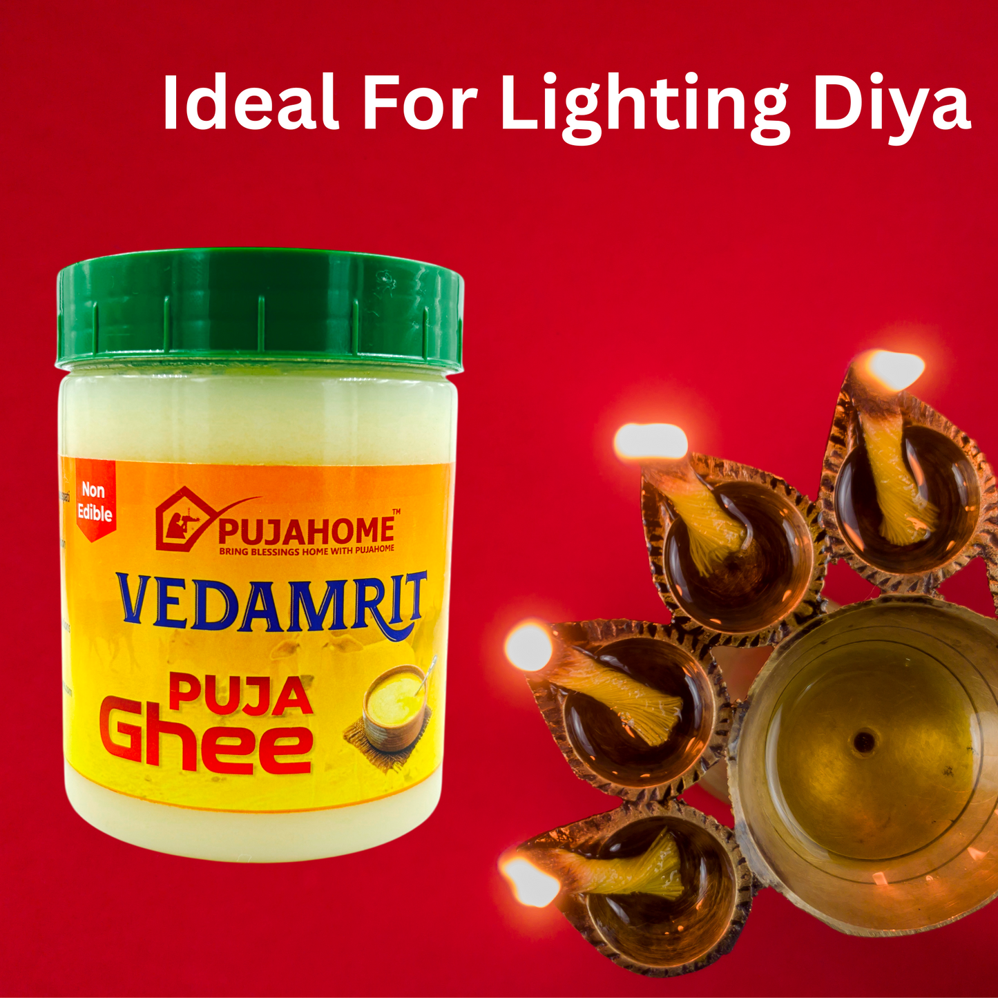 Pujahome Vedamrit Puja Ghee - 450 ML for Daily Puja, Festivals | Non-Edible
