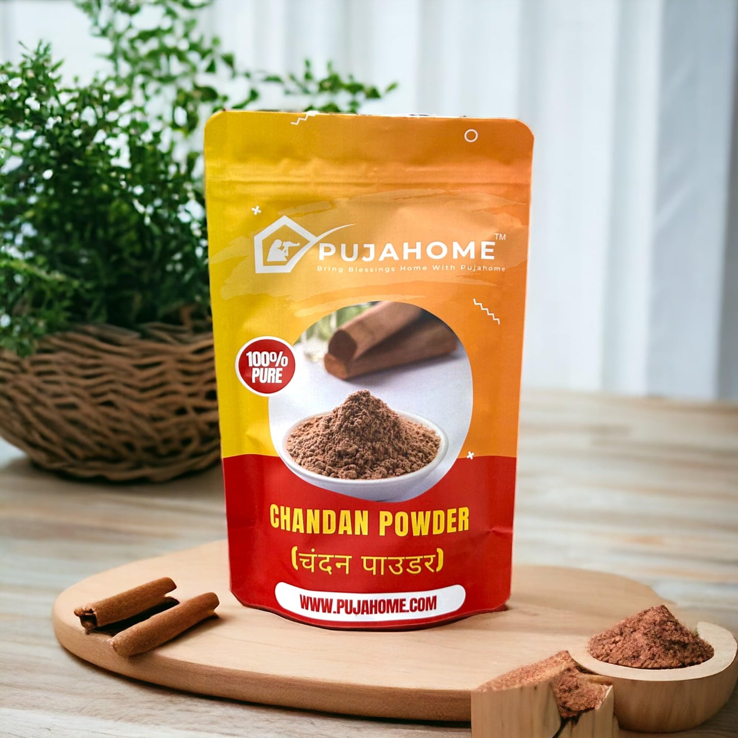 Pujahome Premium Ashtagandha Kumkum Tilak Chandan Powder for Daily Puja of Gods, Tilak and for Writing Vedic Yantras/Mantras/Sacred Scriptures Texts