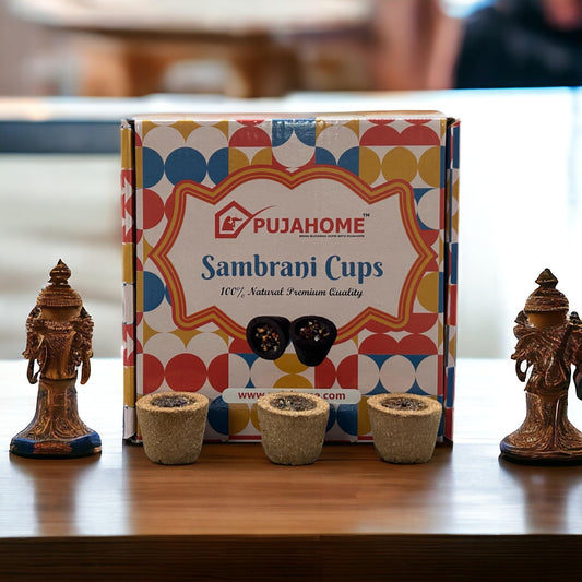 Pujahome Natural Loban/Guggal Sambrani Cups for Puja/Home (12 Cups Per Pack + Free  Holder)