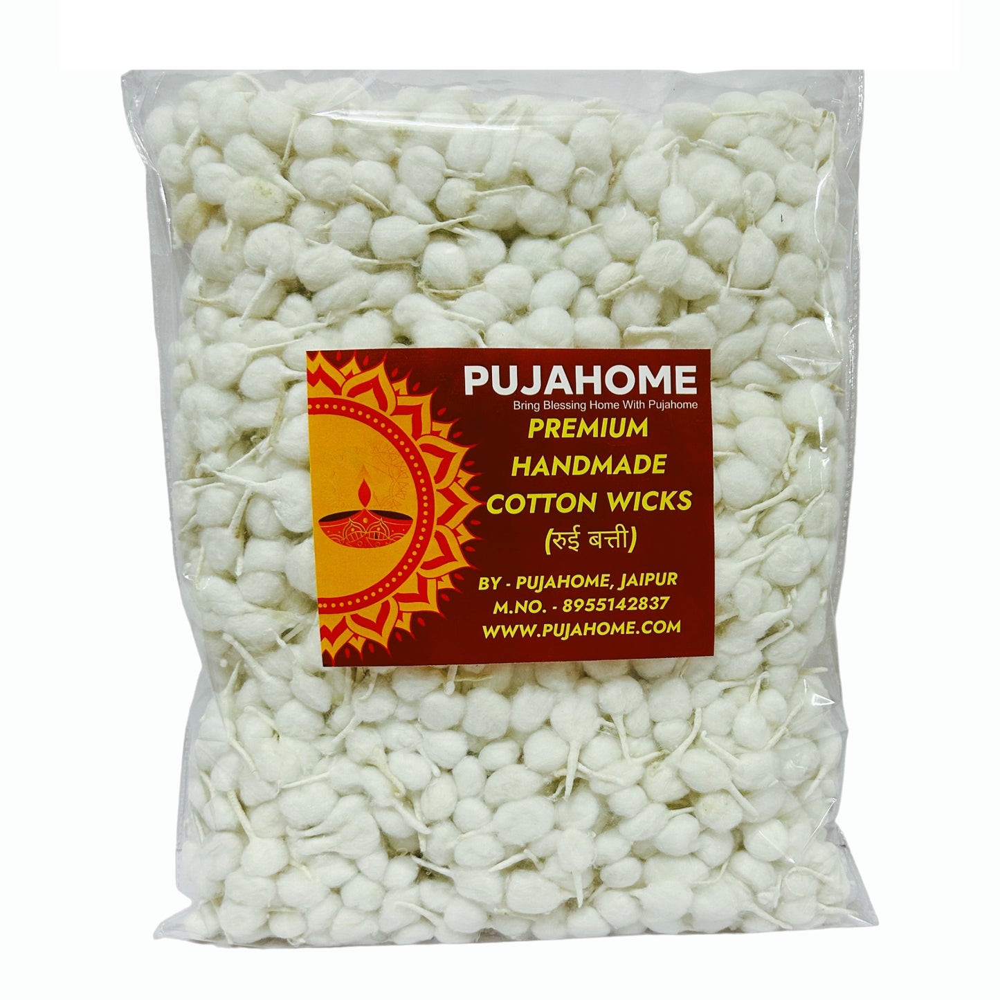 Pujahome Handmade Round Cotton Wicks White (500 Pieces)