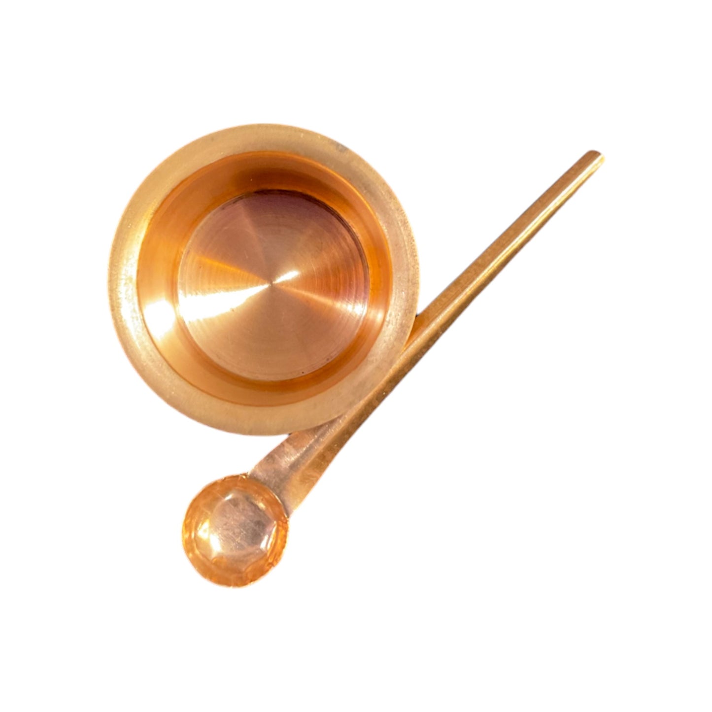 Pujahome Pure Copper Tamba Pooja Panch Patra with Achmani Pali Spoon (4 X 4 CM)