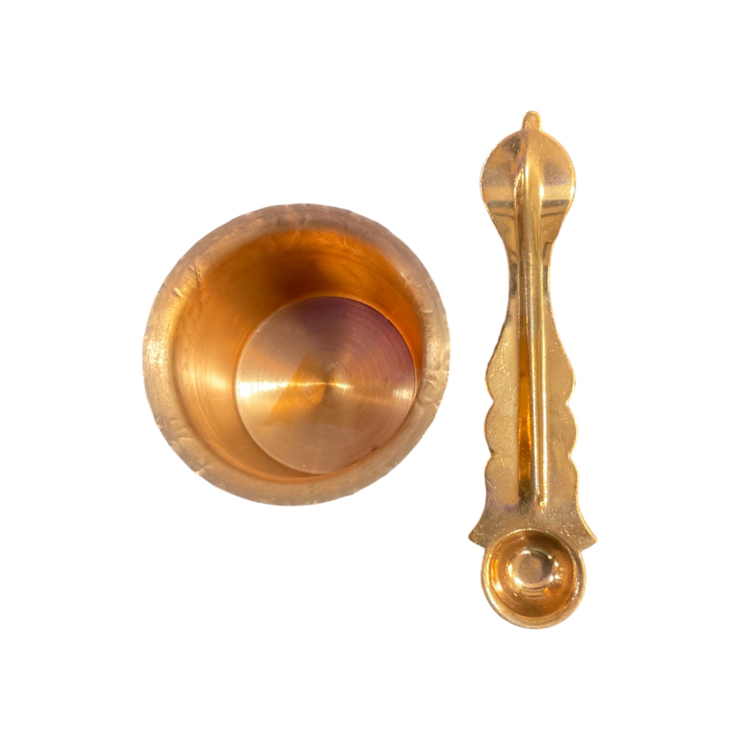 Pujahome Pure Copper Tamba Pooja Panch Patra with Achmani Pali Spoon (5 x 5 cm)
