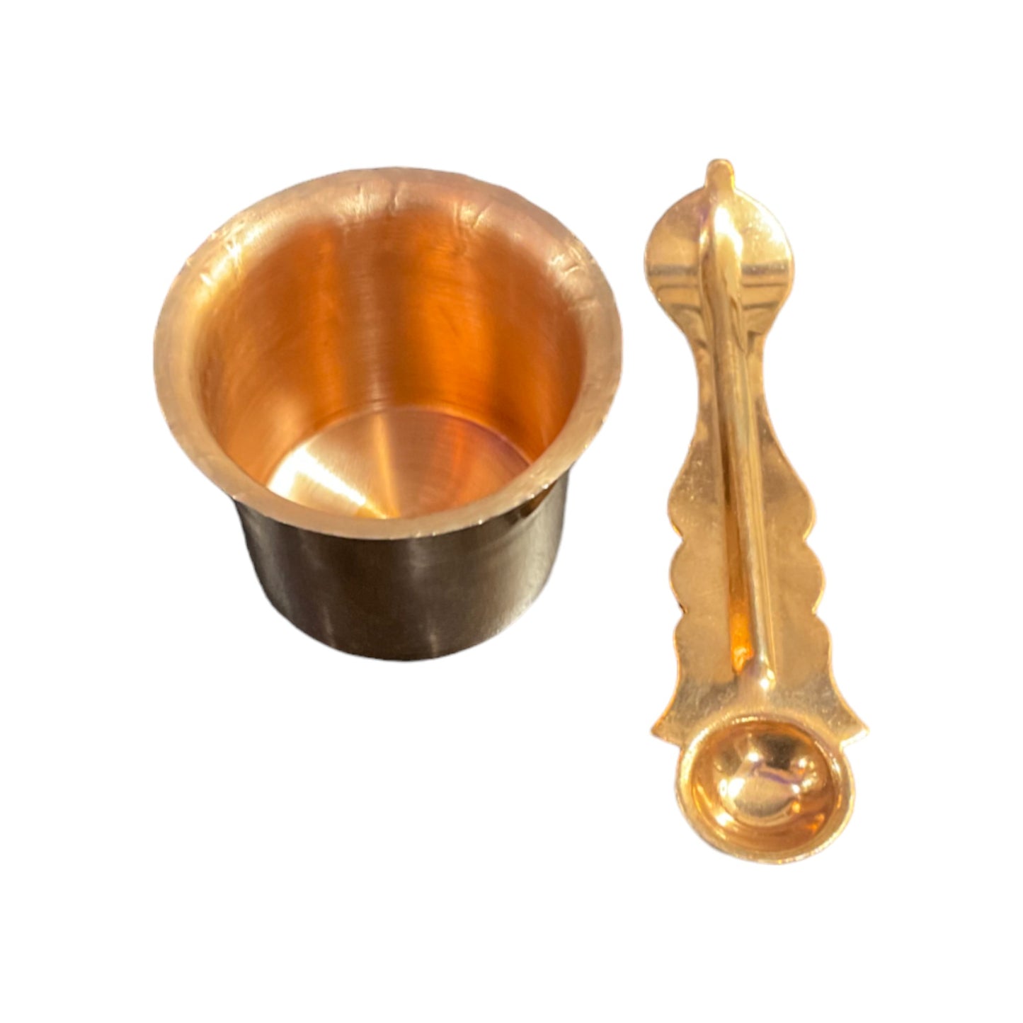 Pujahome Pure Copper Tamba Pooja Panch Patra with Achmani Pali Spoon (5 x 5 cm)