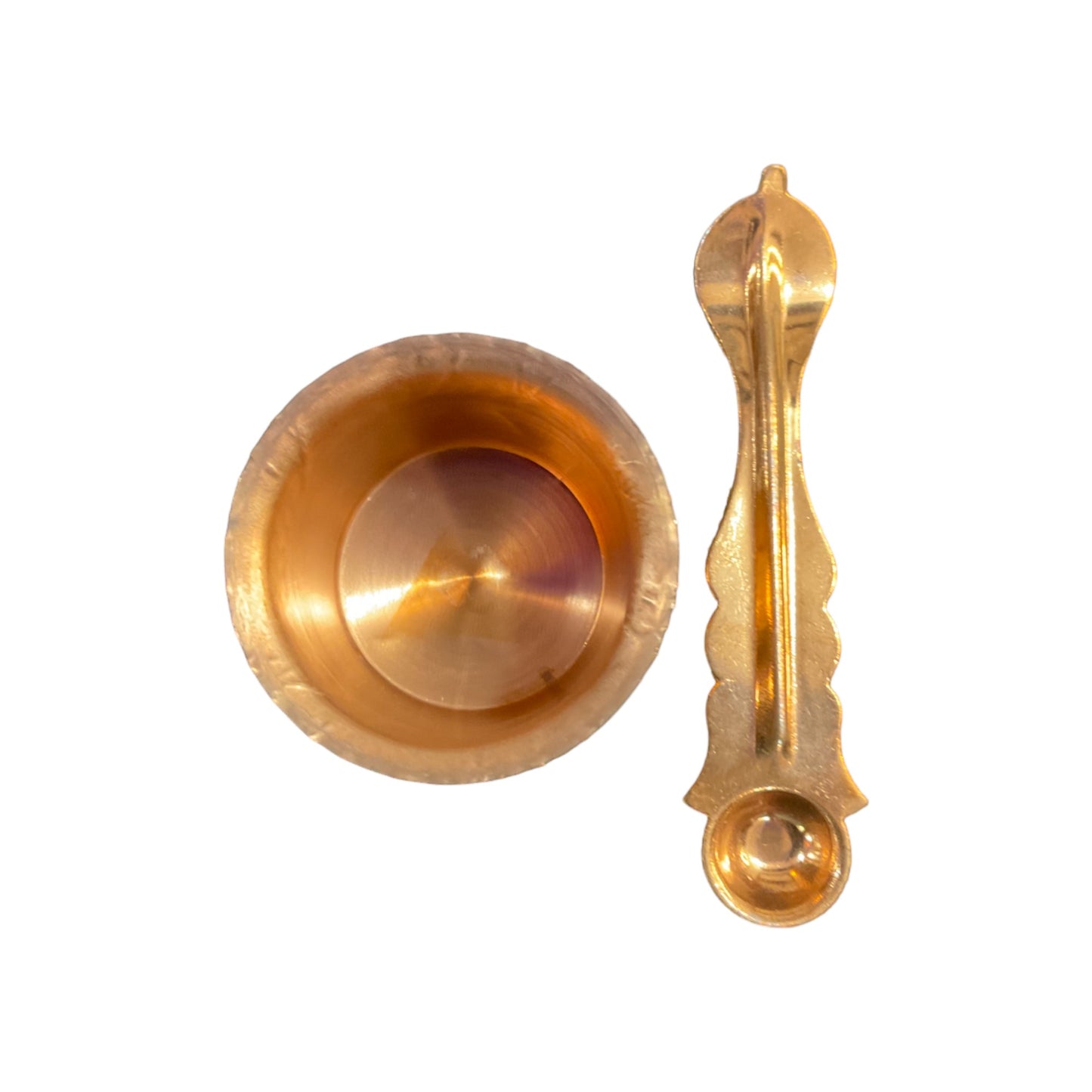Pujahome Pure Copper Tamba Pooja Panch Patra with Achmani Pali Spoon (5 x 5 cm)