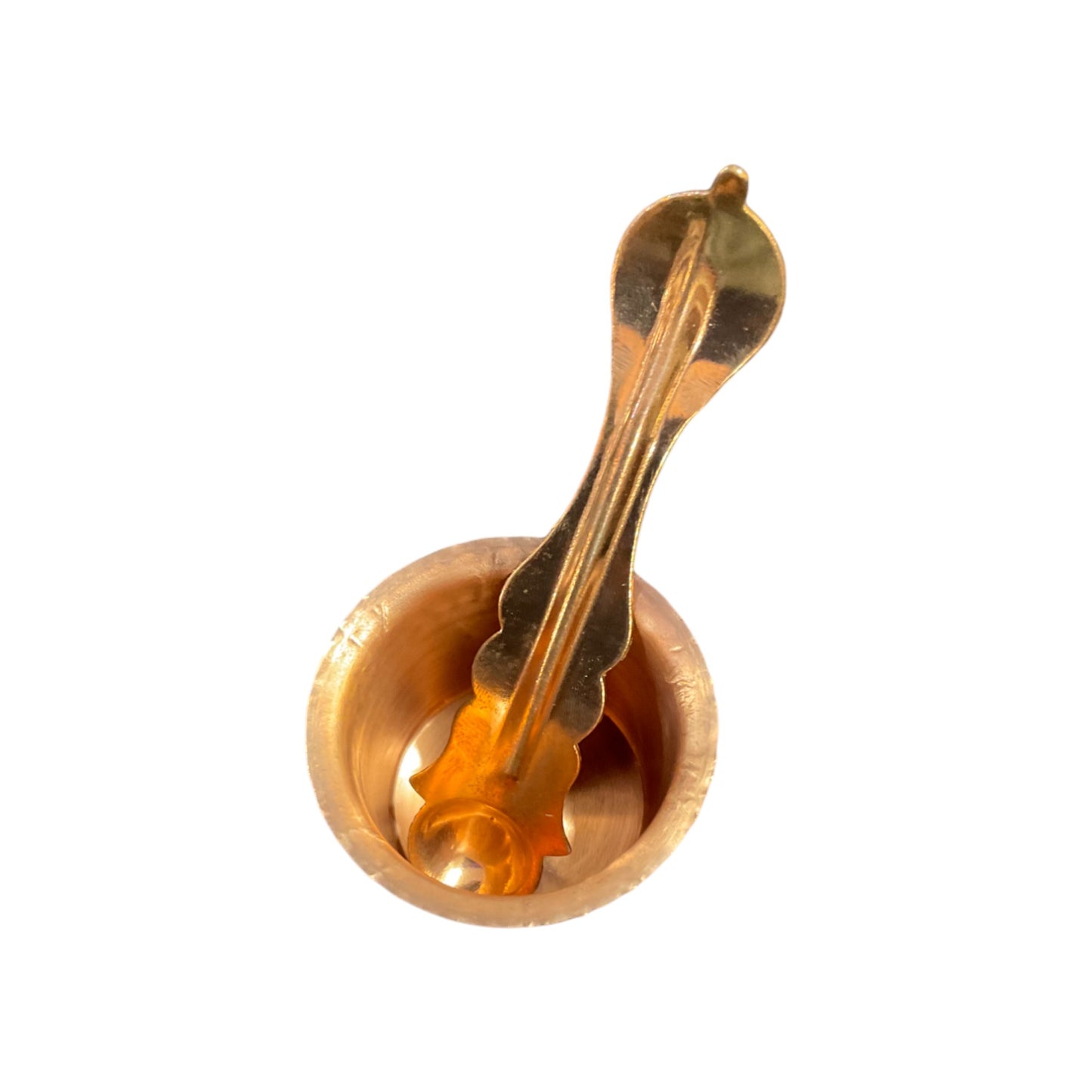 Pujahome Pure Copper Tamba Pooja Panch Patra with Achmani Pali Spoon (5 x 5 cm)