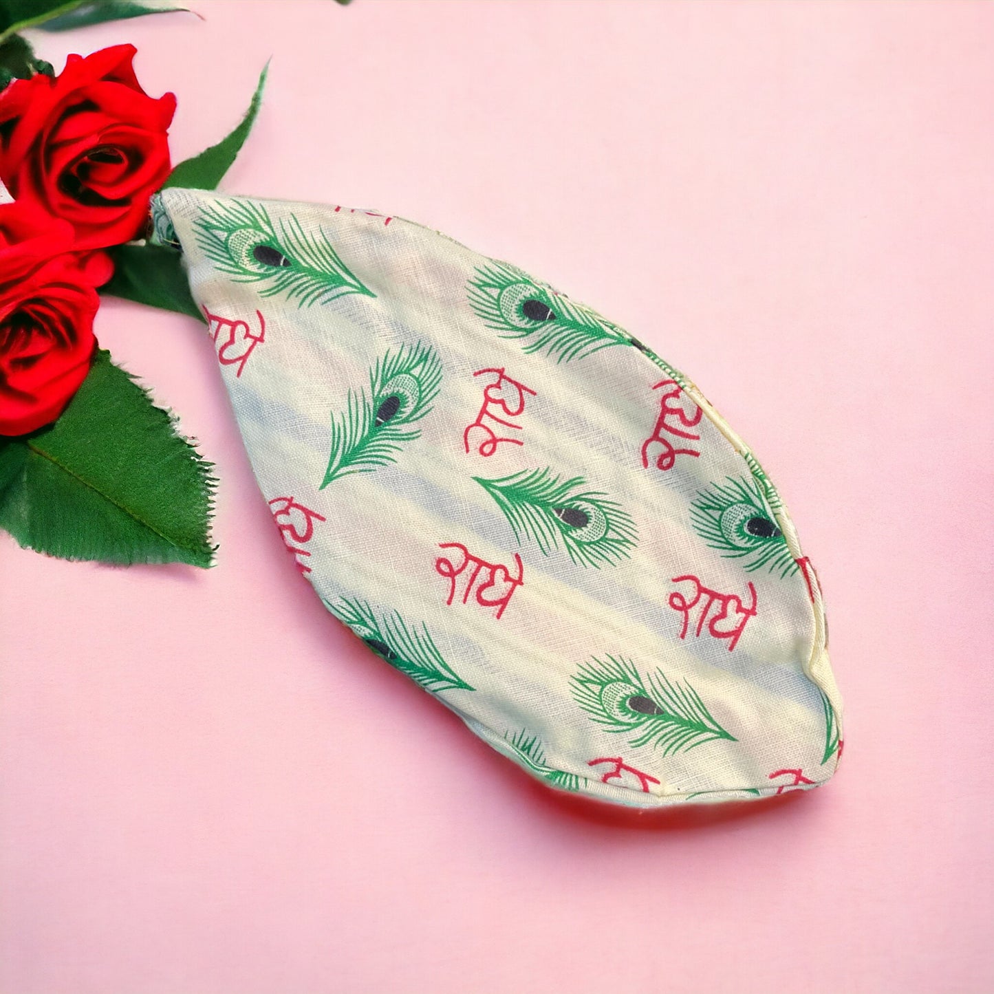 Pujahome Radhe Printed Jaap Bag in White Color for Prayer Beads Gomukhi Jaap Bag