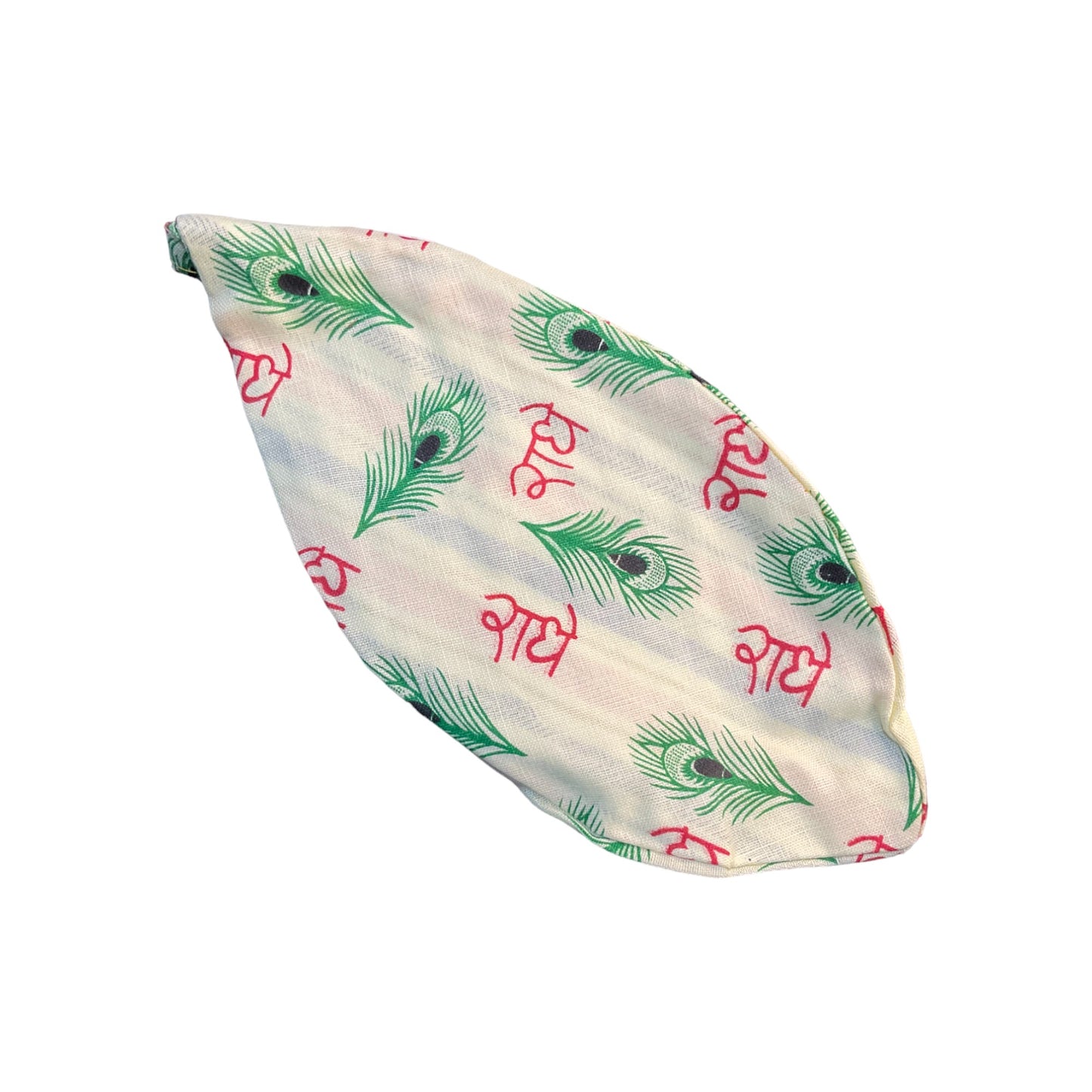 Pujahome Radhe Printed Jaap Bag in White Color for Prayer Beads Gomukhi Jaap Bag