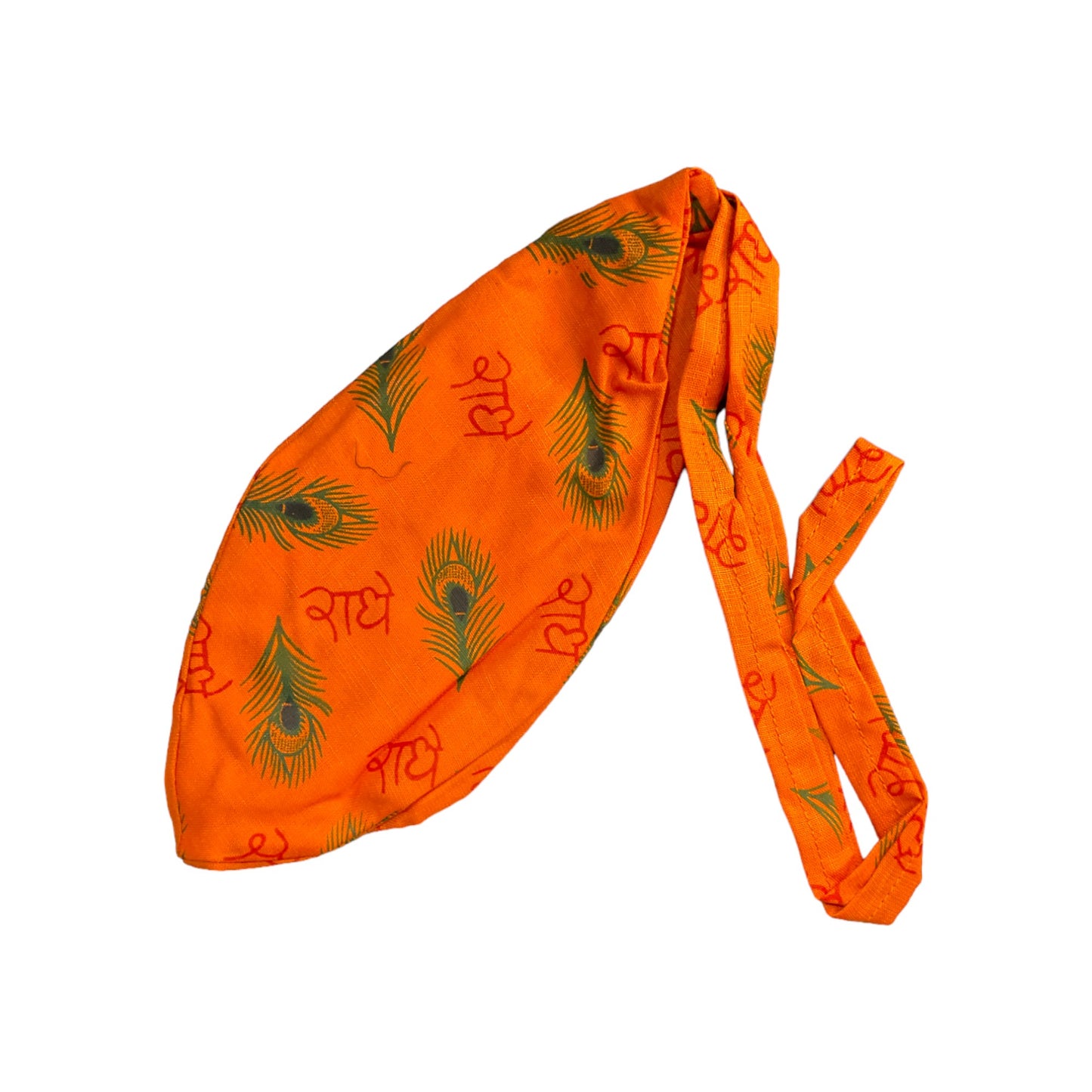 Pujahome Radhe Printed Jaap Bag in Orange Color for Prayer Beads Gomukhi Jaap Bag